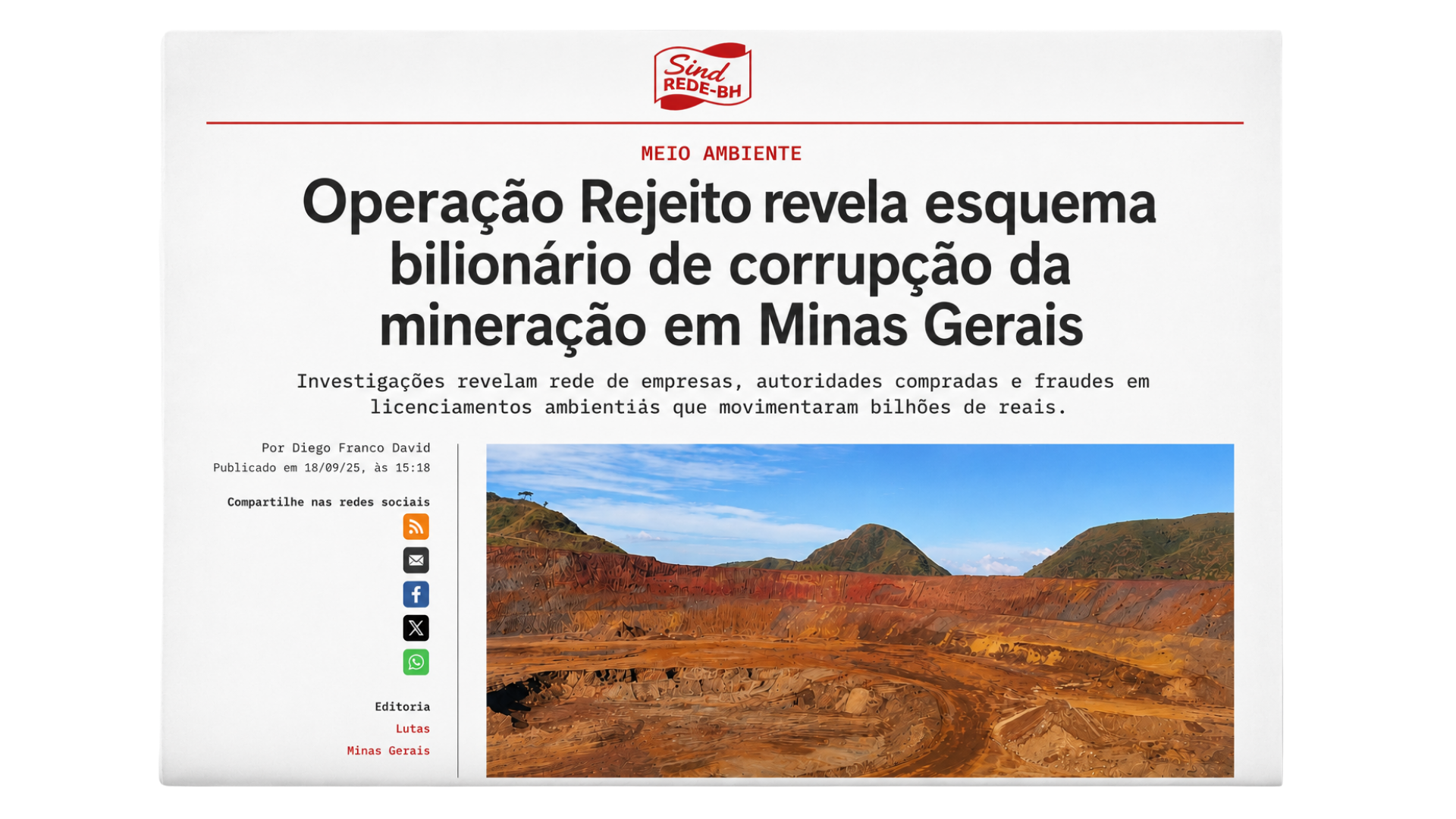 Sind Rede-BH: esquema bilionário de corrupção da mineração em MG